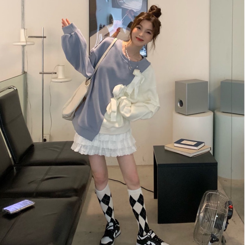 Áo sweater Tay Dài Phối Nơ Thiết Kế Mới Thời Trang Mùa Thu Đông Dành Cho Nữ