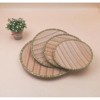 Set 5 đĩa phíp nhựa giả mây giả mẹt tre size 25cm bền - đẹp - n127