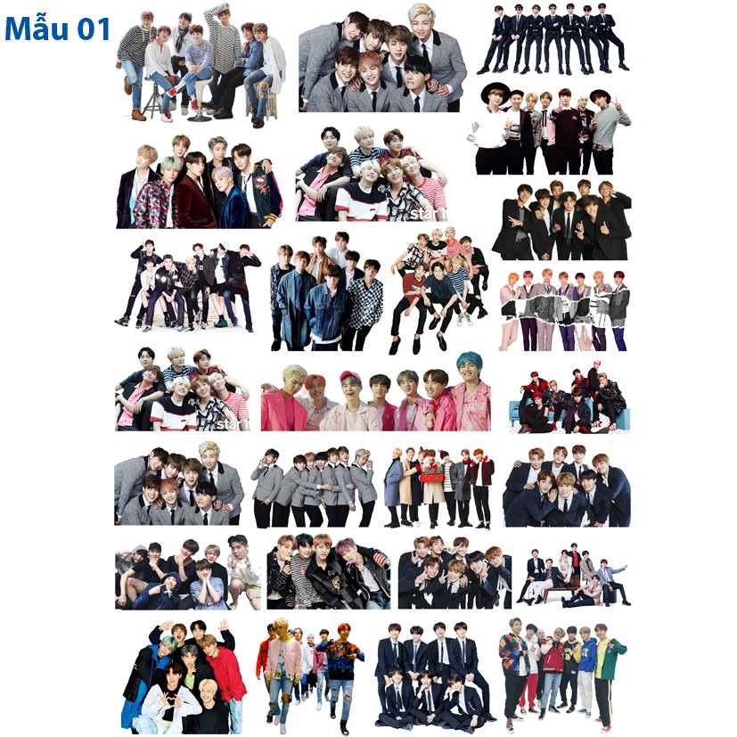 Sticker / Hình dán nhóm nhạc BTS (1 set như hình -25k)
