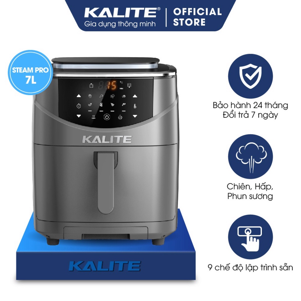 Nồi chiên hơi nước Kalite Steam 7, chiên hấp 2 in 1, dung tích 7L, 1700W, hàng chính hãng