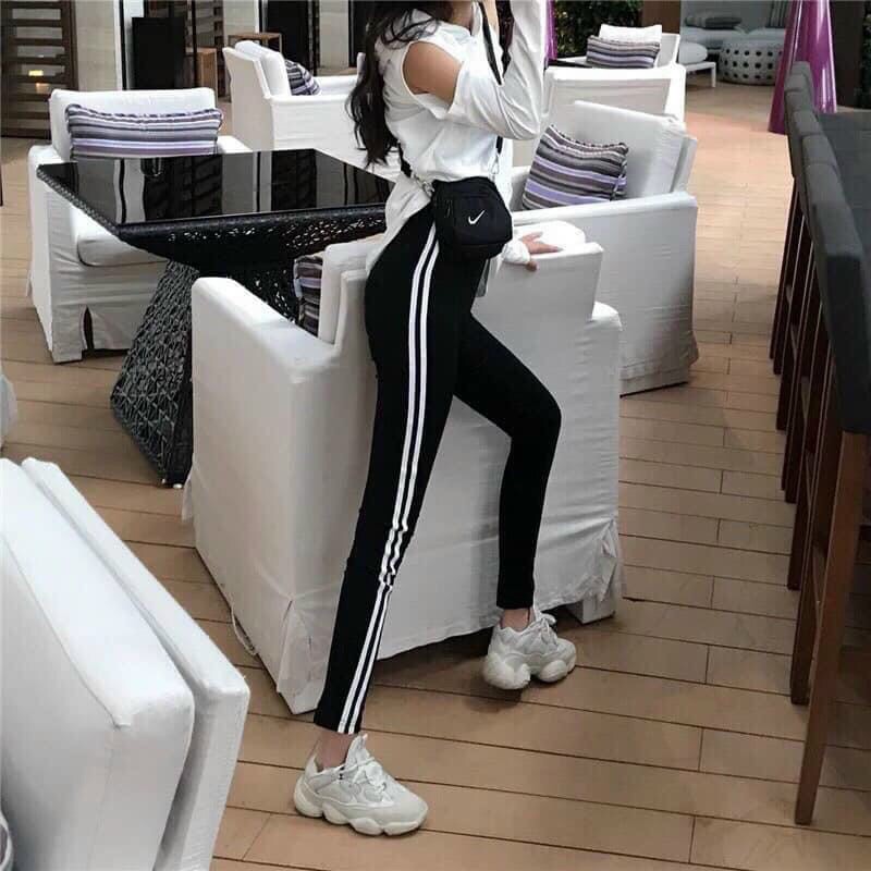 Quần legging nữ thời trang mẫu 2 sọc trẻ trung ôm body dễ phối đồ cực sexy mềm mịn không xù, không lộ (40-60KG)