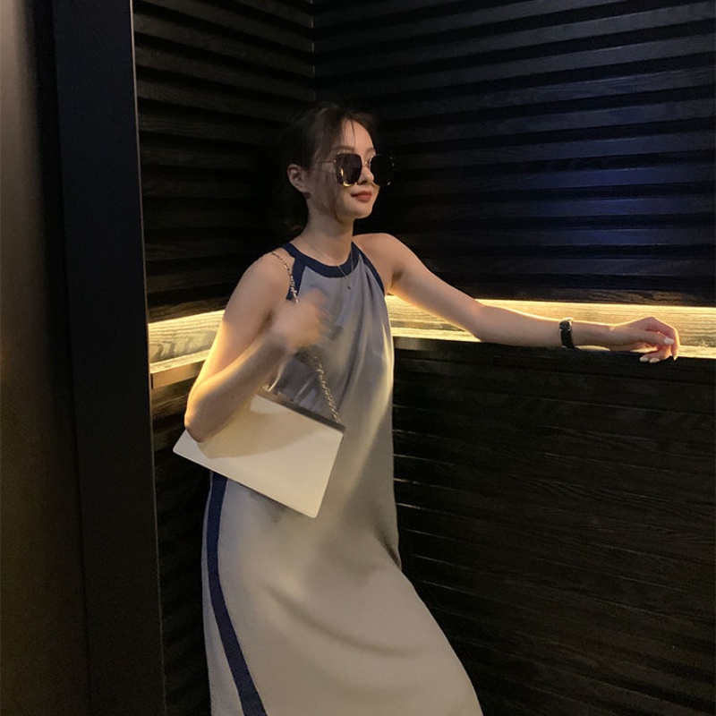 Đầm IELGY  không tay hở vai kích thước lớn thời trang mùa hè dành cho nữ