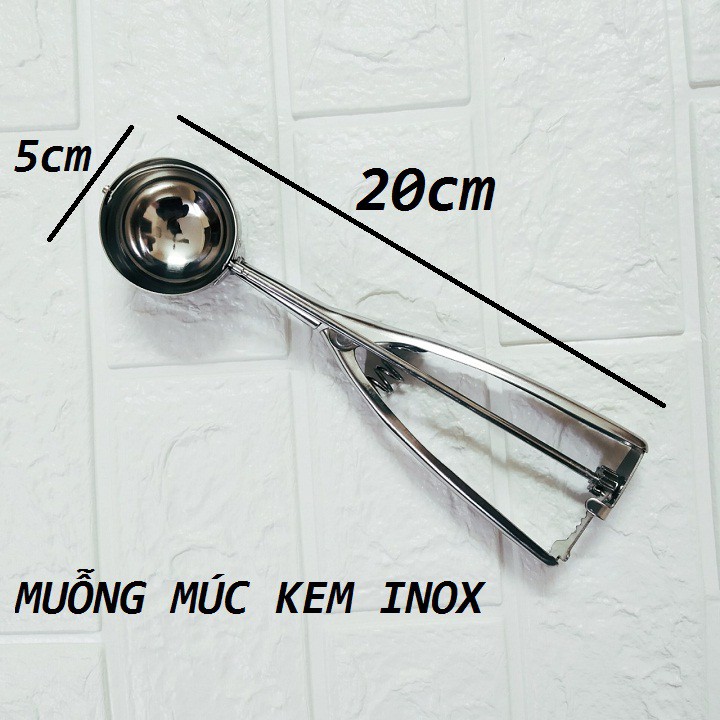 MUỖNG MÚC KEM INOX ĐUƯỜNG KÍNH 5CM DÀI 20CM, DỤNG CỤ MÚC KEM