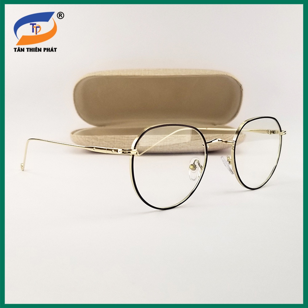 Gọng kính cận nữ, nam mắt giả cận tròn kim loại 3514 màu bạc, vàng, đen. Tròng kính 0 độ chống ánh sáng xanh, tia UV