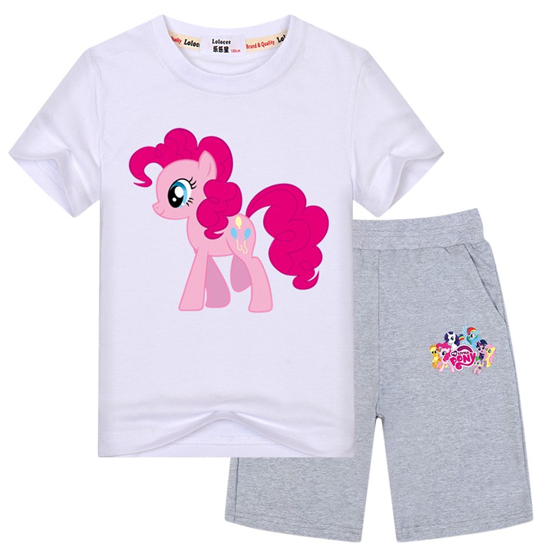 MY LITTLE PONY Bộ Đồ Gồm 2 Món Áo Thun + Quần Short In Hình Ngựa Con Cho Bé Gái