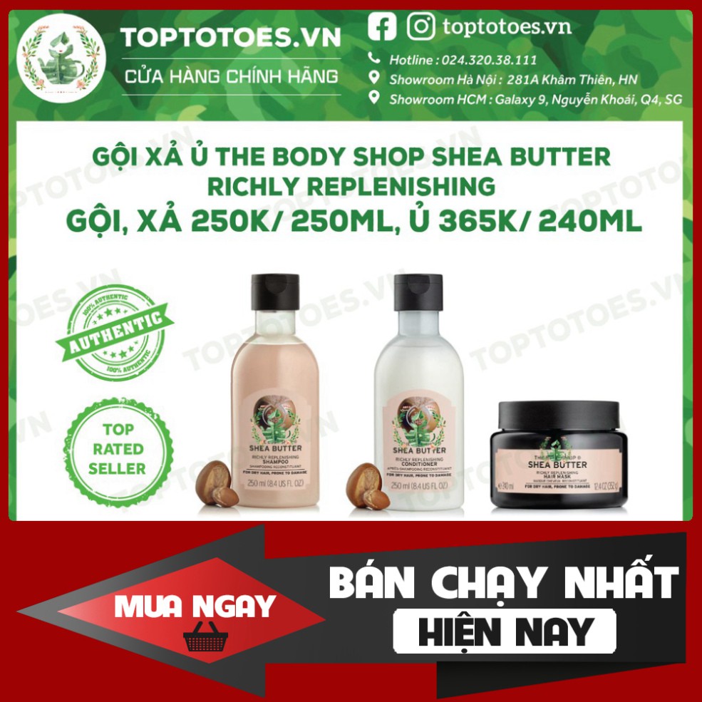 CHỈ HÔM NAY Gội xả ủ The Body Shop Strawberry/ Shea Butter/ Green Tea cho tóc mềm thơm, chắc khỏe CHỈ HÔM NAY