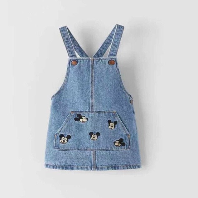 Yếm Jean bé gái dáng váy ZR hình Mickey