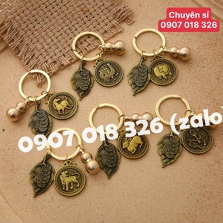 Móc khoá phong thuỷ 12 con giáp bằng đồng cao cấp
