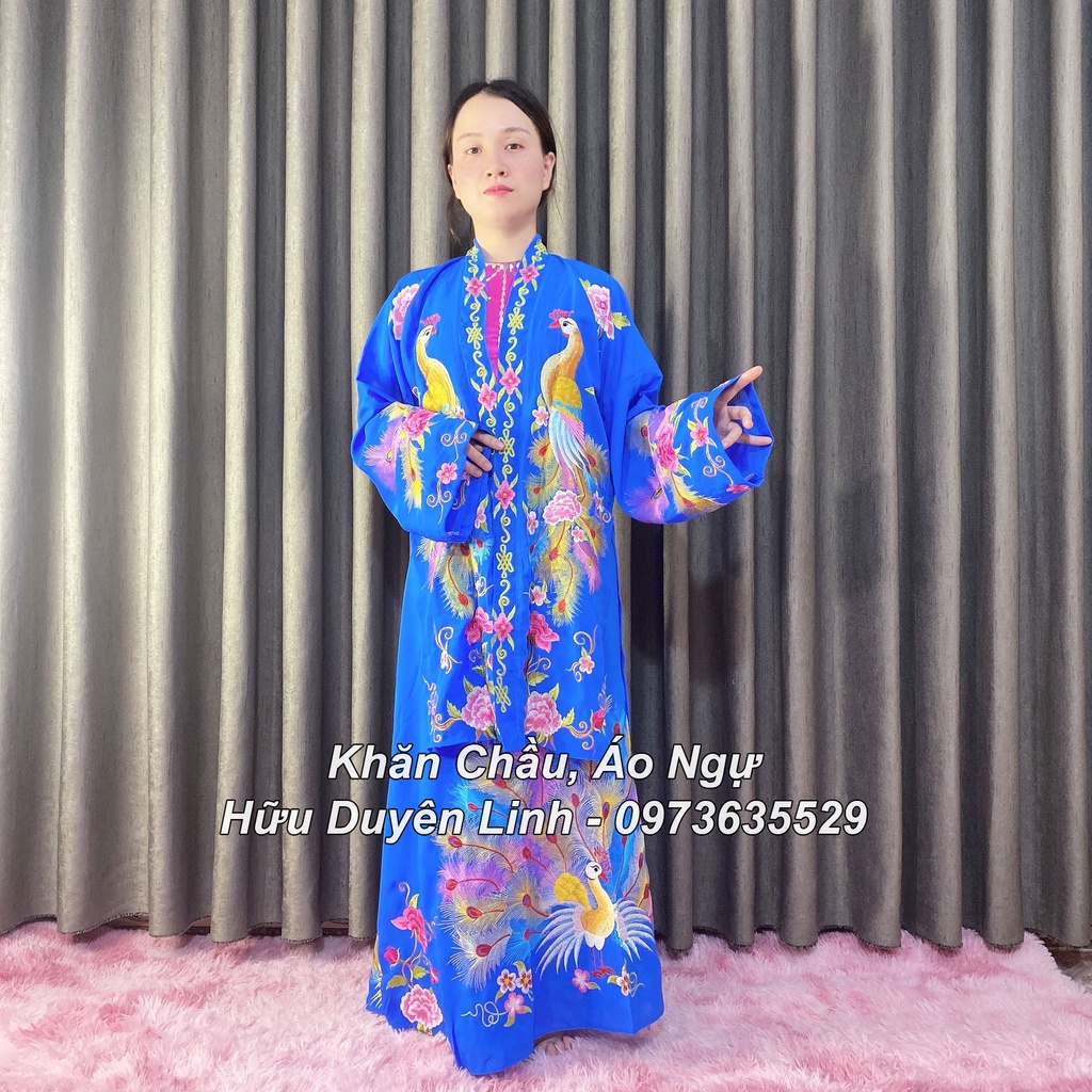 Trang phục hầu đồng giá Cô, giá Mẫu vải lụa mềm mịn họa tiết siêu đẹp