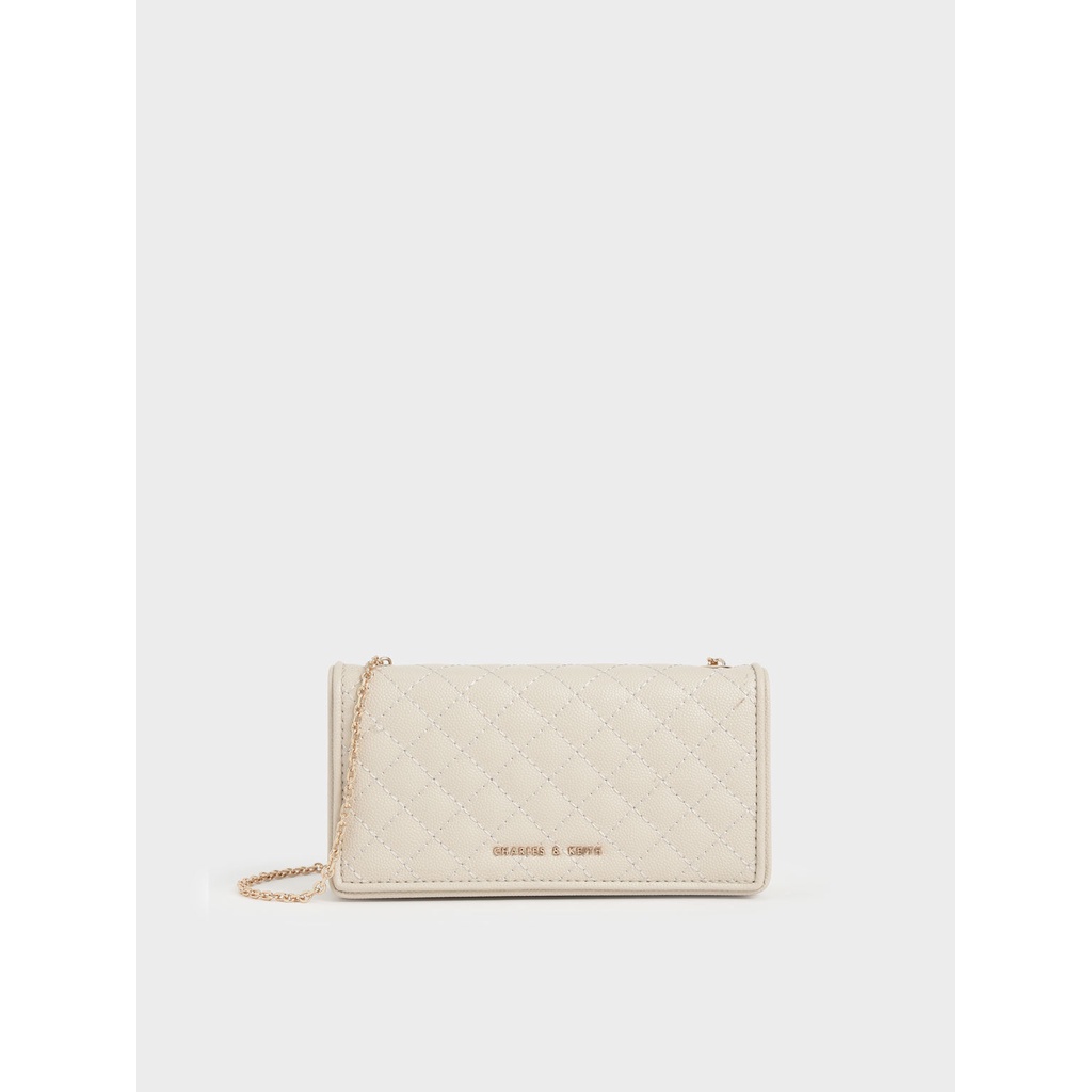 Ví nữ cầm tay trần trám Ví CHARLES＆KEITH Quilted Pouch hàng hiệu cao cấp Ví dài CNK