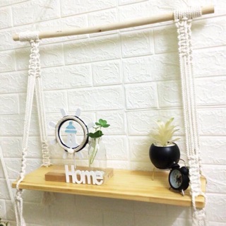 Kệ gỗ treo tường macrame