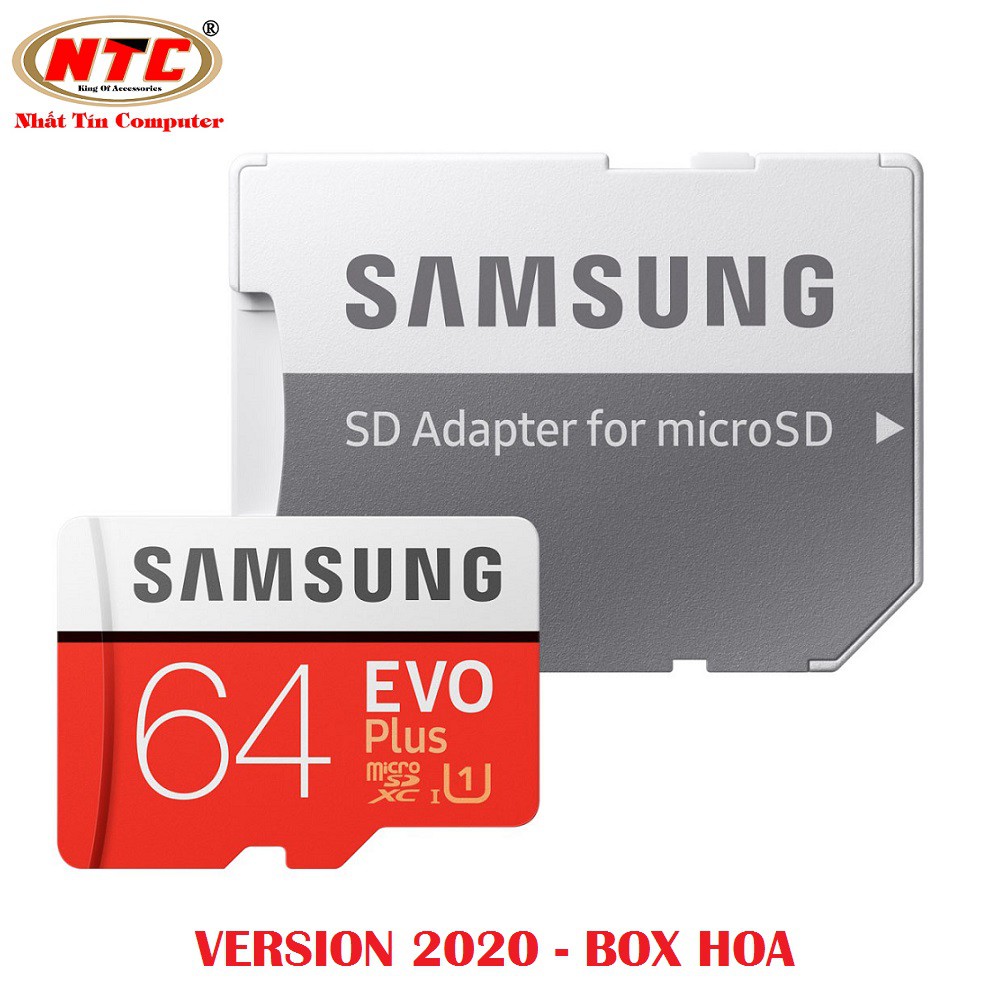 Thẻ nhớ MicroSDXC Samsung Evo Plus 64GB U1 2K R100MB/s W20MB/s - box Hoa New 2020 (Đỏ) + Kèm Adapter