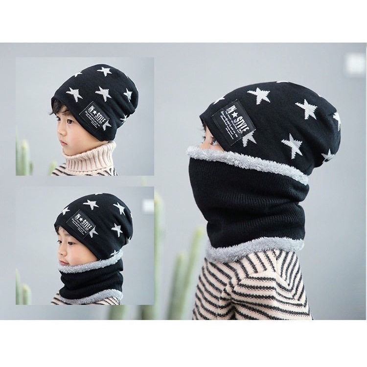 Mũ len mã ngôi sao kèm khăn ống cho bé từ 5- 15 tuổi