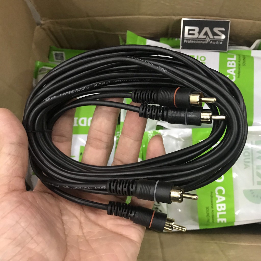 Dây audio Kiwi cao cấp 2 AV hoa sen ra 2 AV bằng đồng