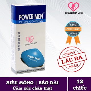 Bao cao su siêu mỏng kéo dài viagra powermen - hộp 12 chiếc