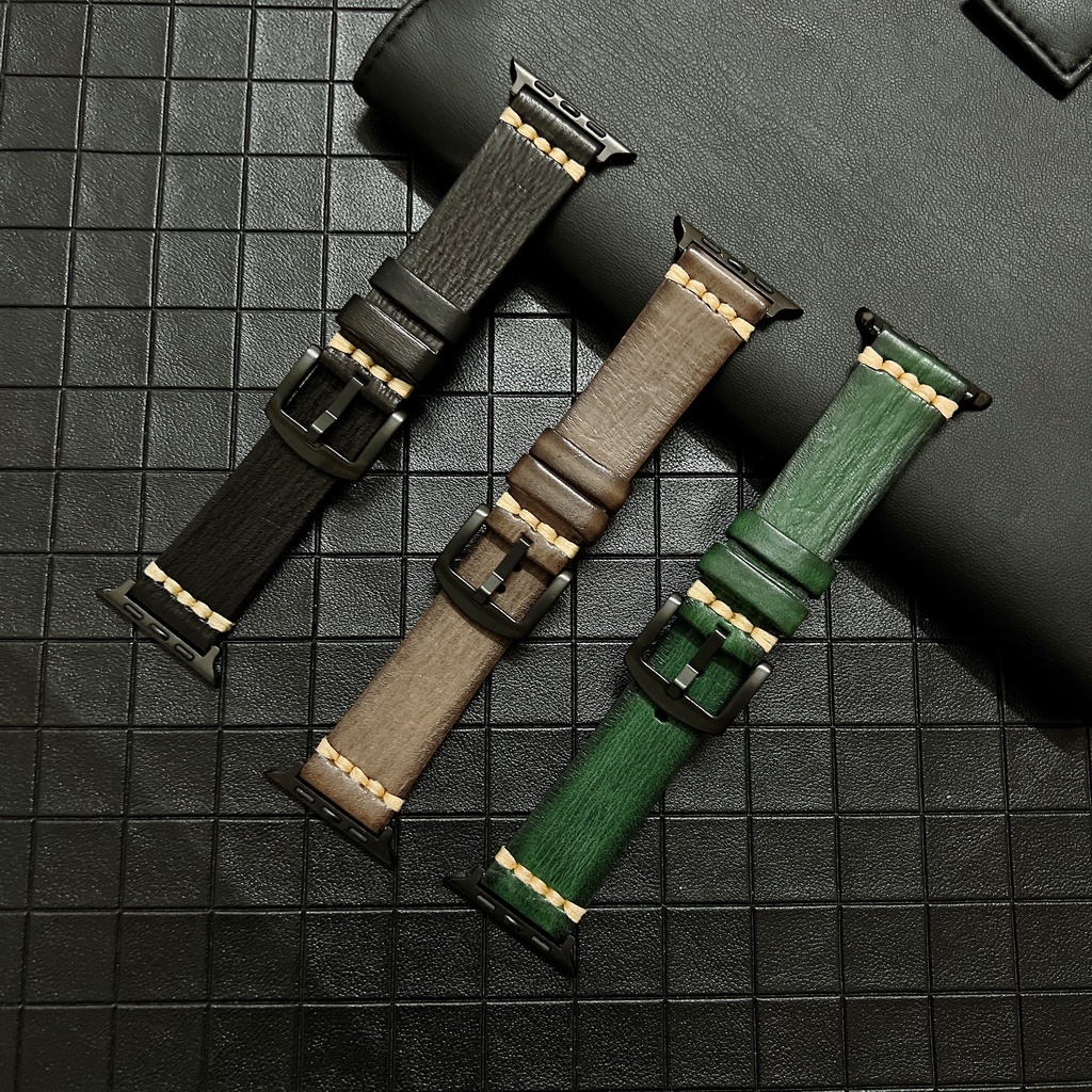 Dây Đeo Bằng Da Thật Cho Đồng Hồ Thông Minh Apple Watch 38 40 41 42 44 45mm iWach Series 8 7 SE 6 5 4 3 2 1