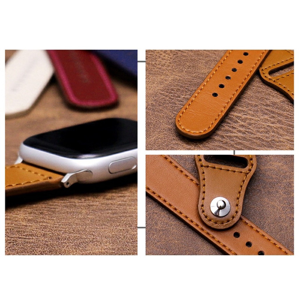 Dây da Apple Watch size 38mm/ 40mm/ 42mm/ 44mm 12 màu xuất sắc, mỏng, mềm, nhẹ, đủ size