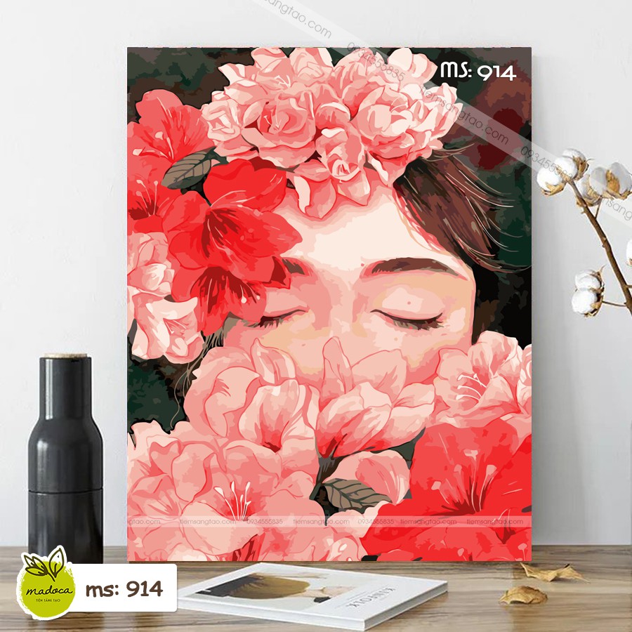 Tranh sơn dầu số hóa tự tô Nàng xuân 914