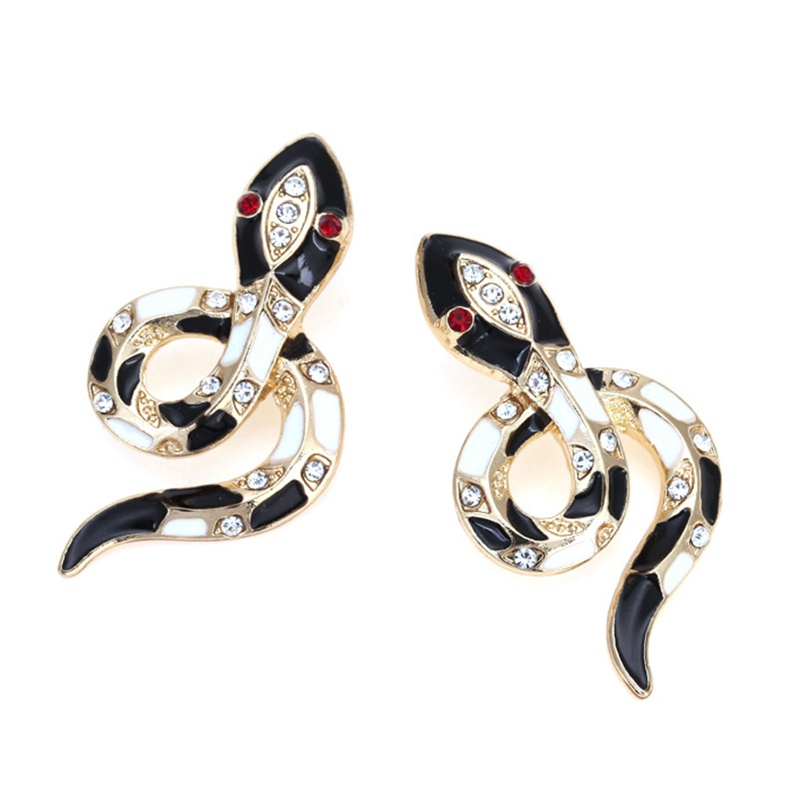 Bông Tai Dạng Xỏ Hình Rắn Đính Đá Phong Cách Retro