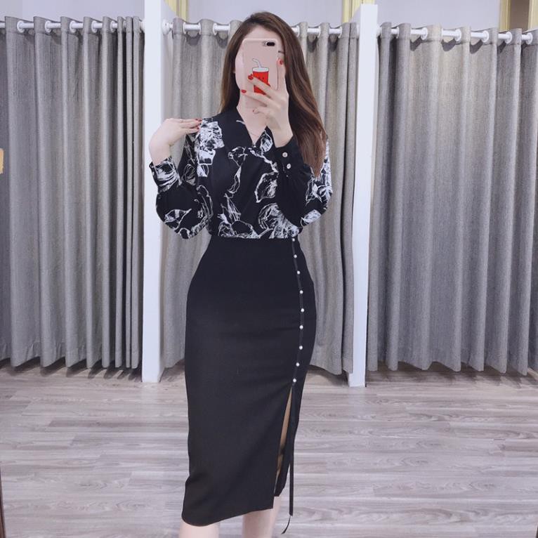 Chân váy nữ dáng dài công sở cao cấp Cúc Fashion CV14 đầm bút chì xẻ sườn ngọc ✔️ 🔥