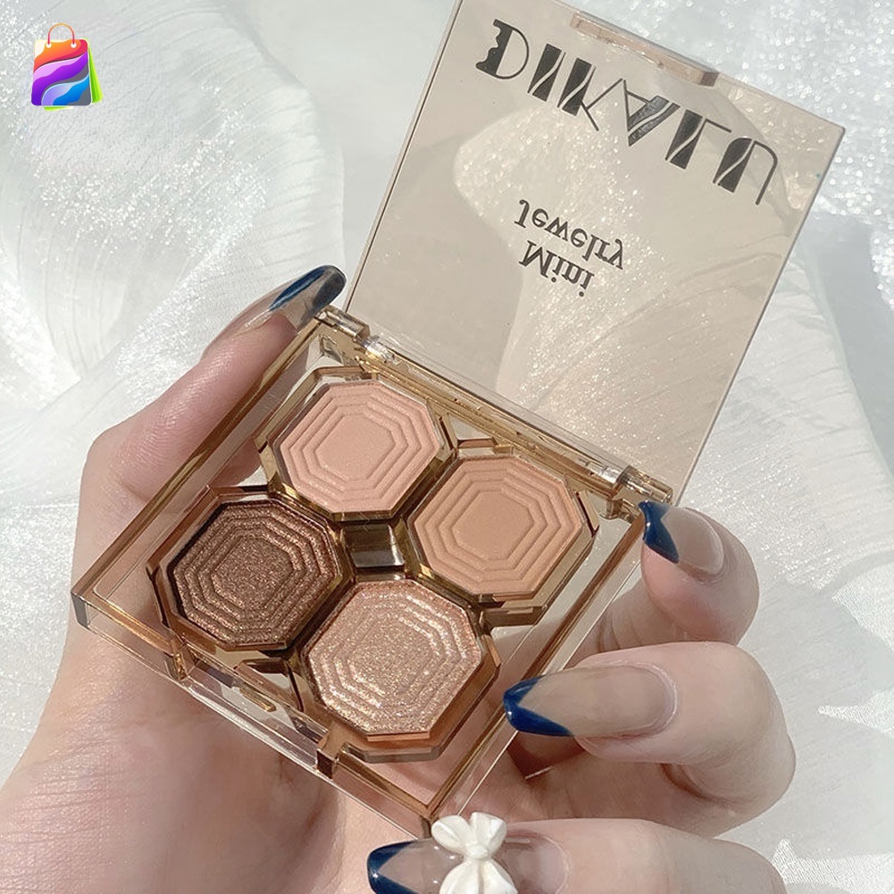 Bảng Phấn Mắt 4 Màu Lấp Lánh Chống Thấm Nước Không Nhòe