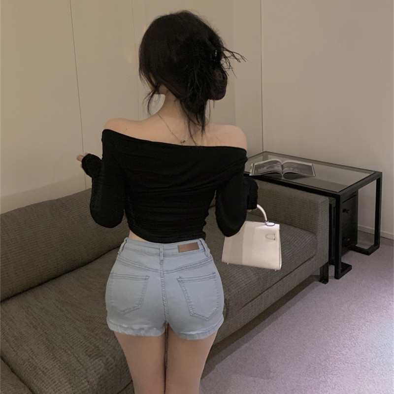 Áo Kiểu Tay Dài Hở Vai Dáng Ôm Thời Trang Quyến Rũ Cho Nữ