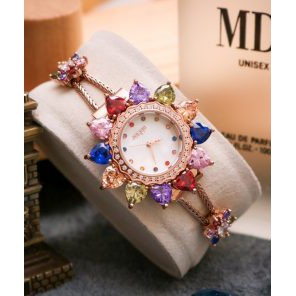 Đồng Hồ Nữ JS-021C Julius Star Mặt Hoa Đính Đá swarovski (Vàng Hồng)