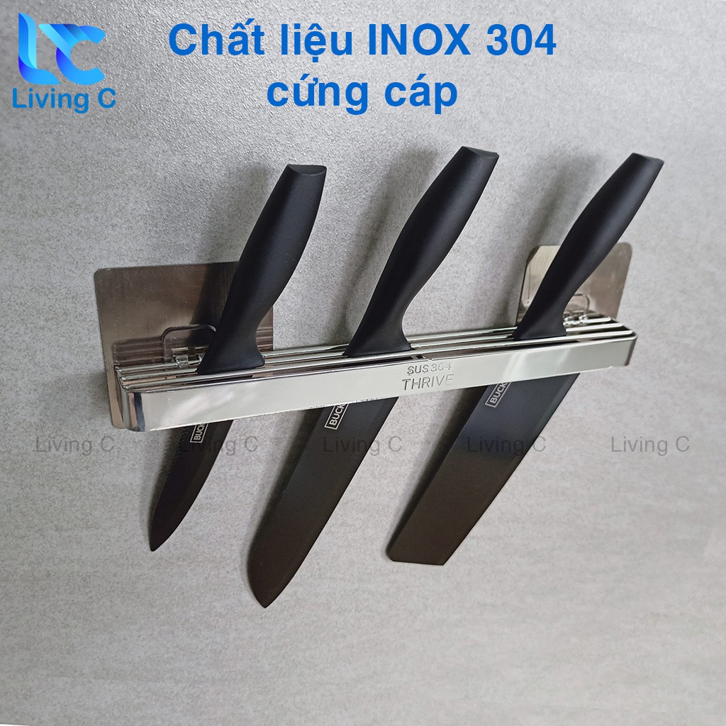 Giá cắm dao INOX dán tường Living C, giá kệ hộp đựng dao gắn tường nhà bếp phòng bếp không cần khoan đục _GDI