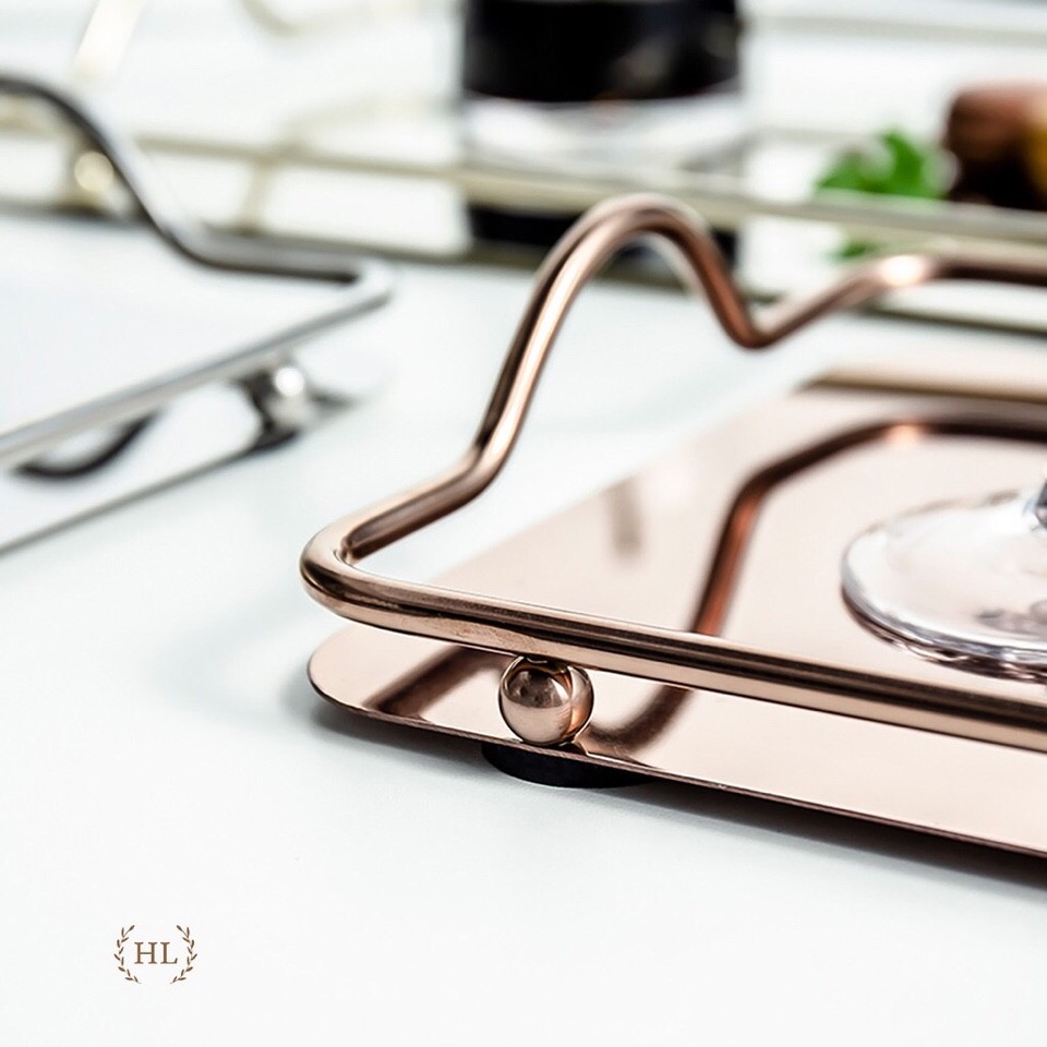 Khay để bình cốc khung inox, đế thủy tinh -HL