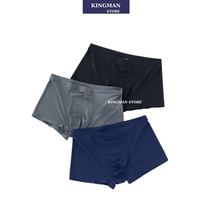 Quần Sịp Đùi Nam Thun Lạnh Lụa Sữa Cao Cấp [Kèm Túi Zip], Quần Lót Nam Boxer Thun Lạnh Ngăn Mùi Kháng Khuẩn KINGMAN