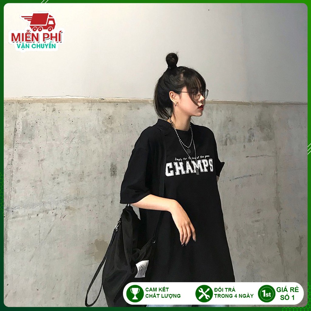 Áo thun tay lỡ Unisex, áo phông form rộng Champ