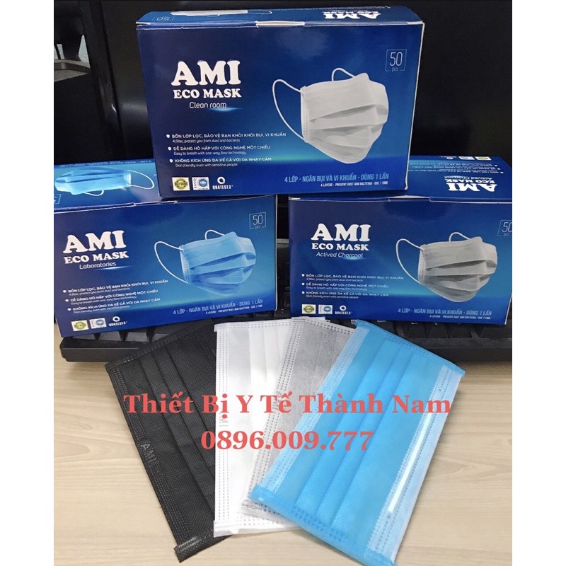 ⚡Hộp 50 cái Khẩu trang y tế 4 lớp chuẩn hiệu AMI🍀