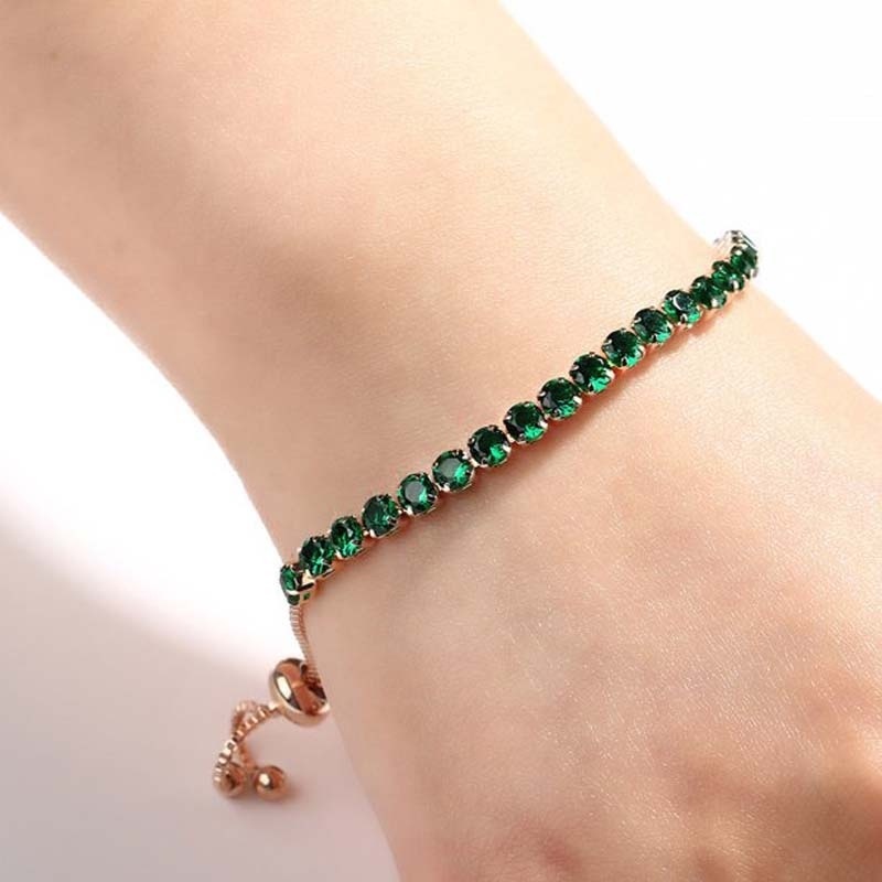 1 Vòng Tay Đính Đá Zircon Nhiều Màu Sắc Có Thể Điều Chỉnh Thời Trang Cho Nữ