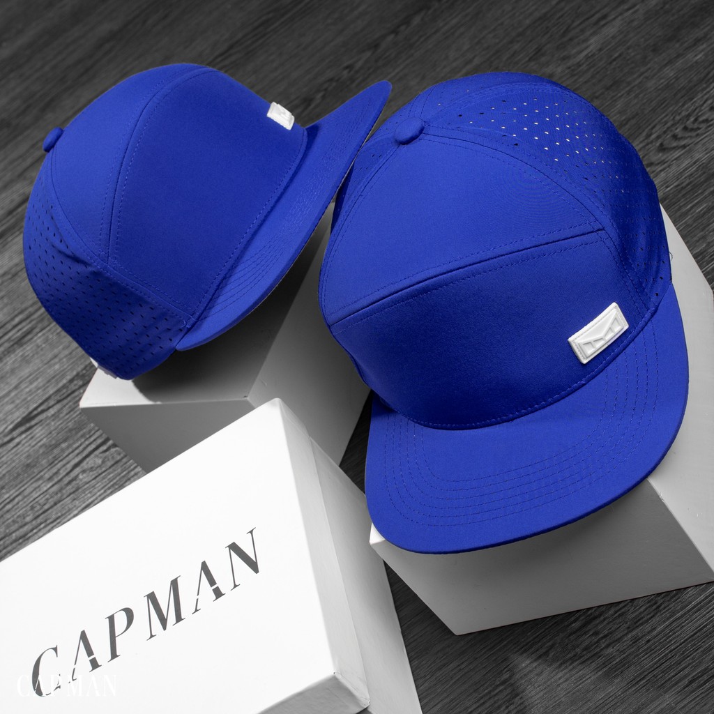 Mũ snapback chính hãng CAPMAN phom dáng hiphop vải dù trơn màu xanh dương CM63