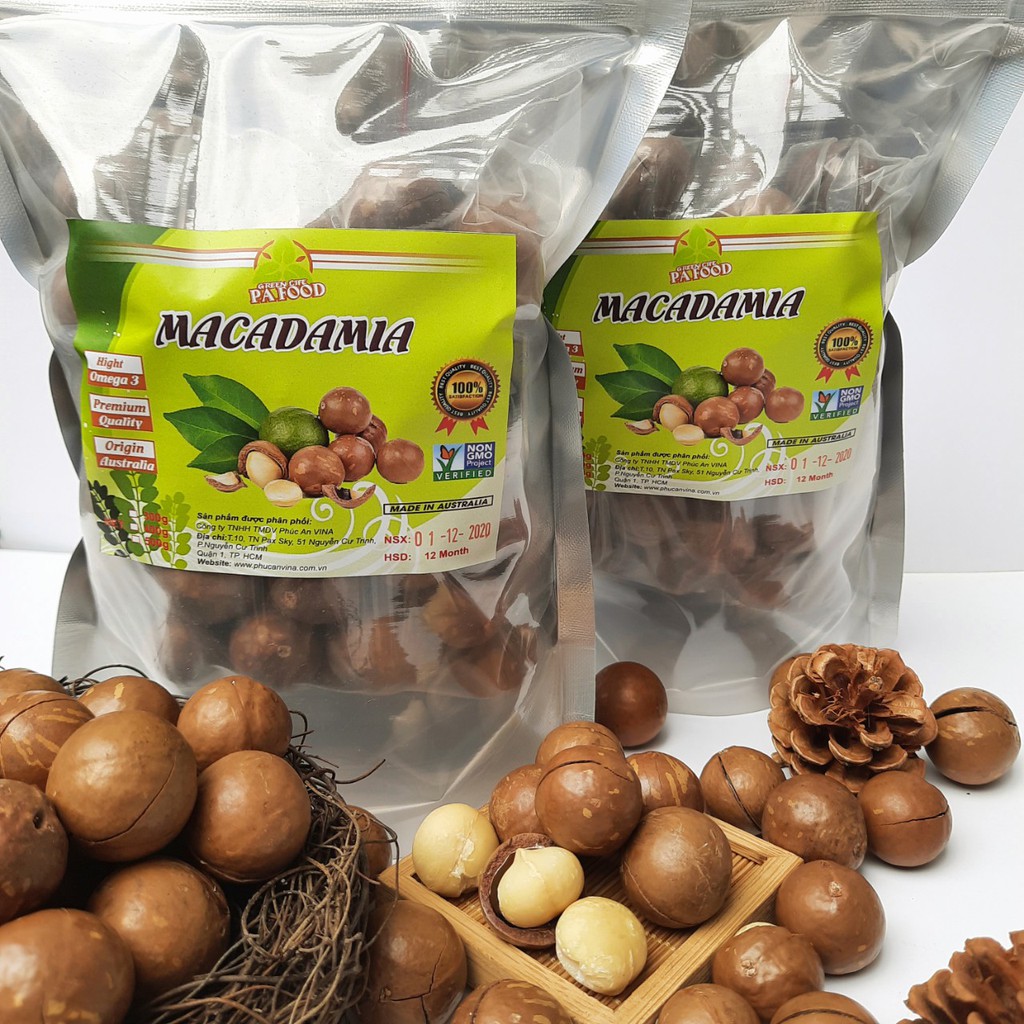 500GR Hạt macca úc vỏ nứt tự nhiên Loại VỎ MỎNG-SIZE KHỔNG LỒ 25 - 28 mm,Tặng khui vỏ