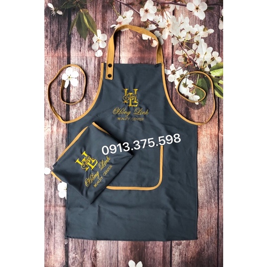 Tạp dề thêu tên logo SPA Nail mi Loại 1