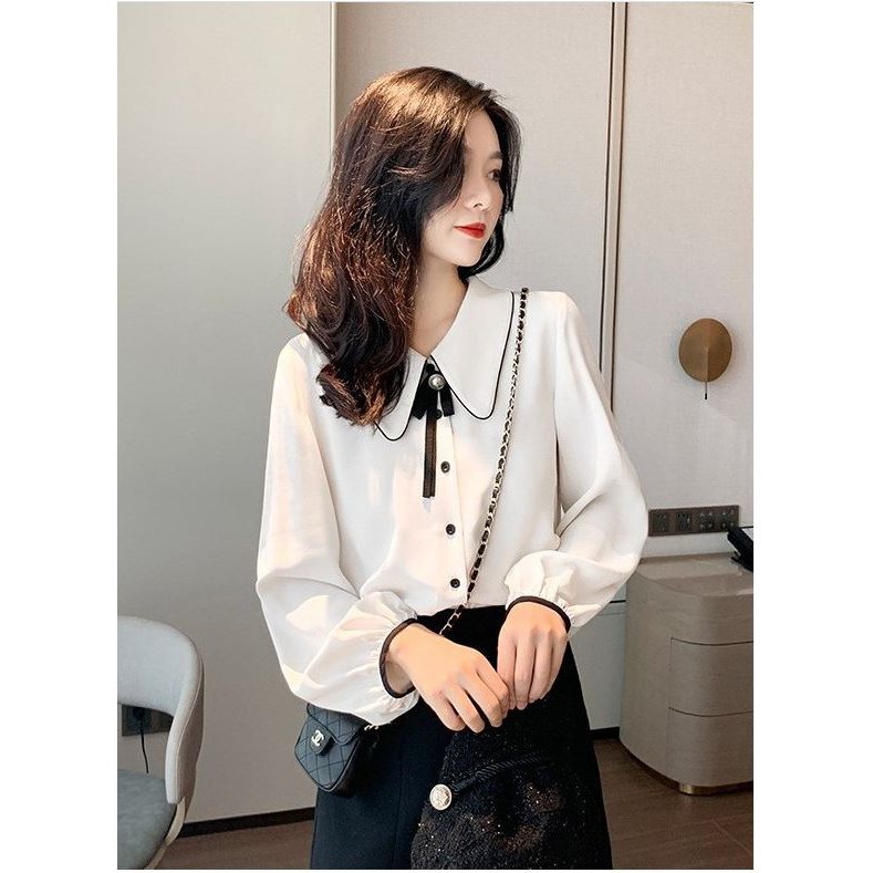 Áo sơ mi nữ công sở tay dài, viền cổ có nơ tiểu thư nữ tính, thanh lịch chất vải cao cấp- xưởng HÀNG CAO CẤP [SIÊU PHẨM] | BigBuy360 - bigbuy360.vn