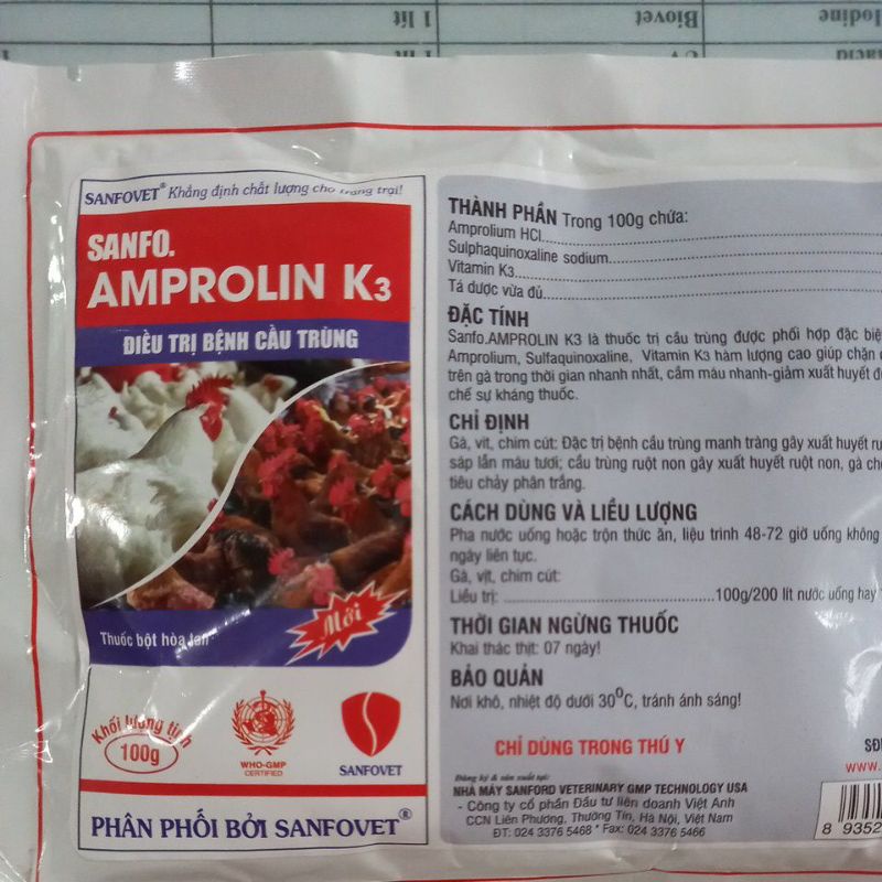 Đặc trị bệnh cầu trùng trên gà 100g