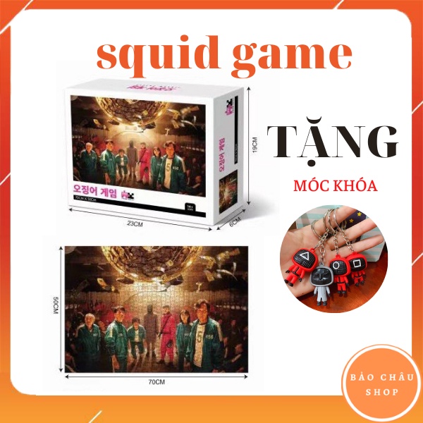 Bộ Tranh Ghép Xếp Hình 1000Pcs Squid Game Trò Chơi Con Mực Kích Thước 70x50cm Bản thú vị Cao Cấp