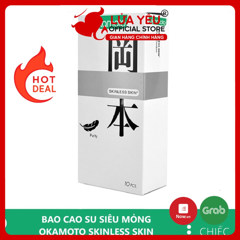 Bao cao su siêu mỏng tinh khiết Okamoto Purity - hộp 10 chiếc BCS LỬA YÊU