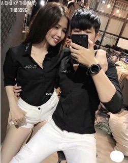 Áo sơmi chữ ký in cổ - TH