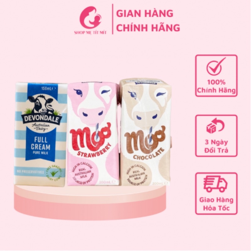 Sữa tươi Devondale nguyên kem  nội địa Úc 200ml đủ vị date mới nhất 2023