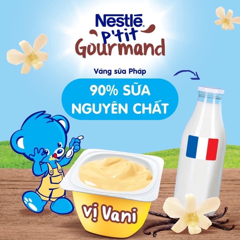 Váng sữa Pháp Nestlé P'tit Gourmand vị Vani 6 hộp x 60g Cho Trẻ Từ 6 Tháng