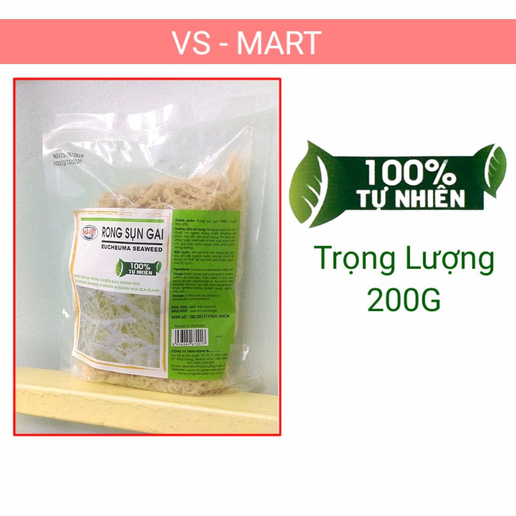 Rong sụn gai🌿Sấy khô🌿Đặc sản nha trang 100%tự nhiên/ Làm gỏi chay /  gỏi hải sản/Khối lượng 200g /Sea Việt