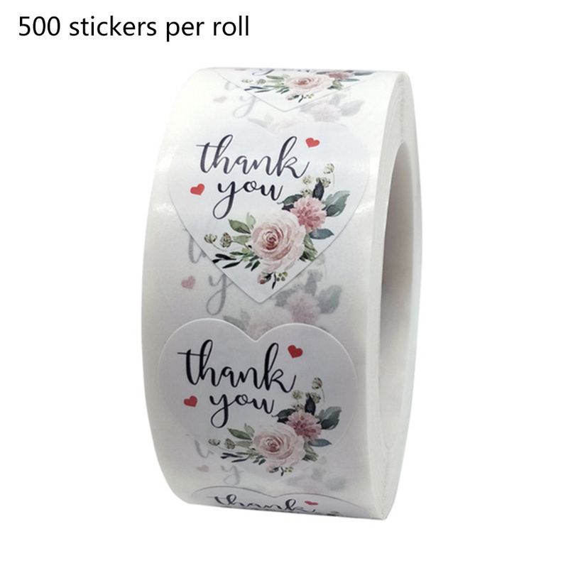 COLO  500pcs Heart Thank You Stickers Gold Foil Seal Label Scrapbooking Wedding Decor