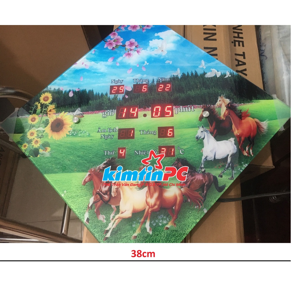 Đồng hồ điện tử - lịch vạn niên - khung gỗ - Khổ 36x51cm