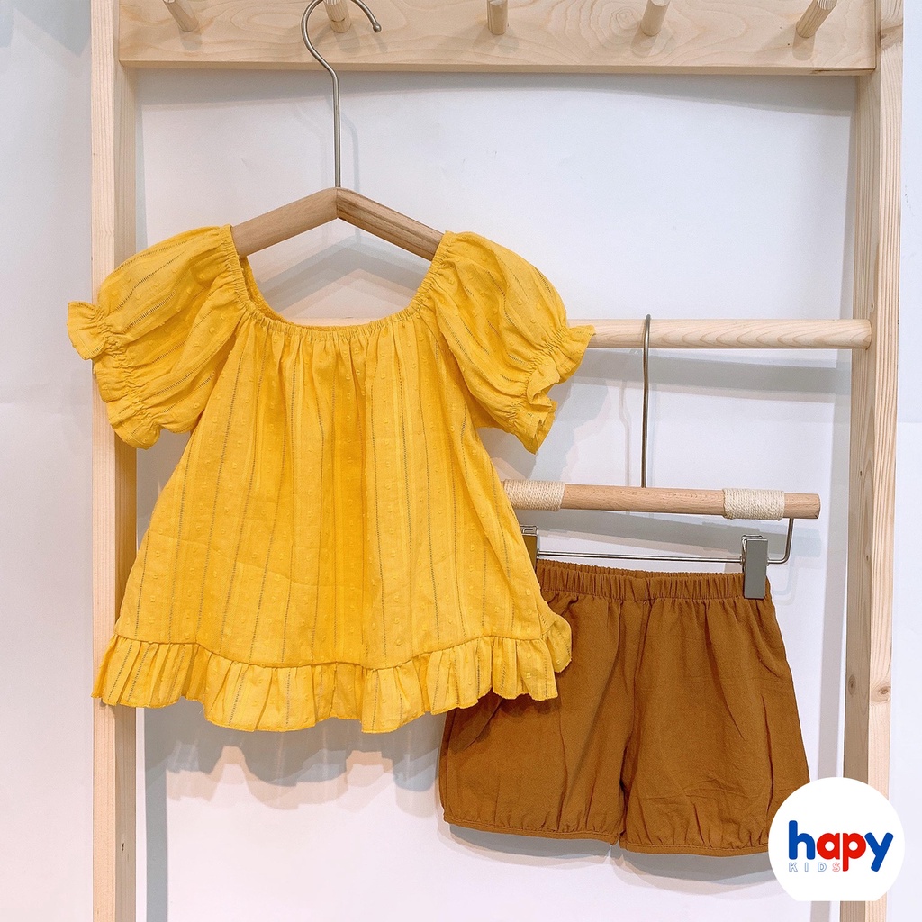 Bộ bé gái Hapykids chất thô hạt, cho bé gái từ 0-5 tuổi (B22.02)