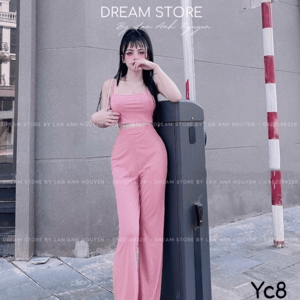 SET THUN GÂN BODY ÁO 2 DÂY QUẦN SUÔNG TÔN DÁNG SIÊU HOT PU