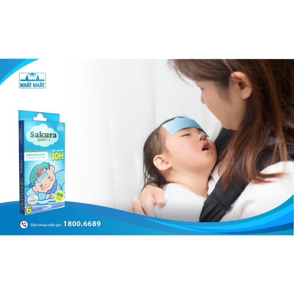 [Chính hãng] DÁN HẠ SỐT SAKURA Hộp 3 gói ( 6 miếng dán)  dùng cho trẻ sơ sinh và người lớn - Date mới