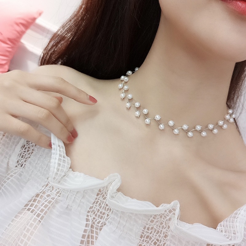 OIMG Vòng Cổ Đính Ngọc Trai Xinh Xắn Theo Phong Cách Hàn Quốc